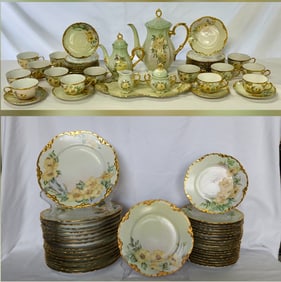 Artist Signed 78 Piece Hand Painted Bavarian Fine China Set