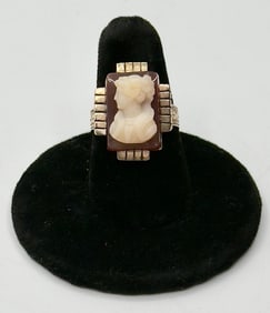 Vintage Gold Over Silver Cameo Ring