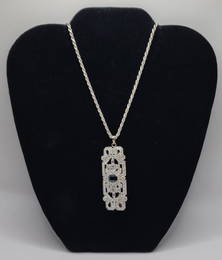 Stunning Platinum 5ct TDW Diamond and Sapphire Pendant/Brooch
