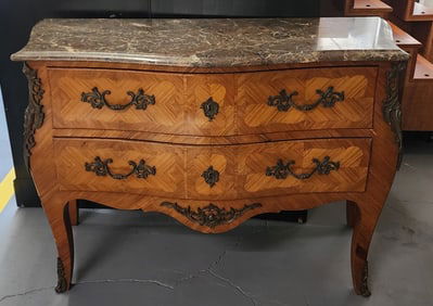 Vintage Marble Top Ormolu Mounted Commode