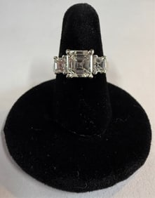 14K 2.5ct Three Stone Asscher Diamond Ring