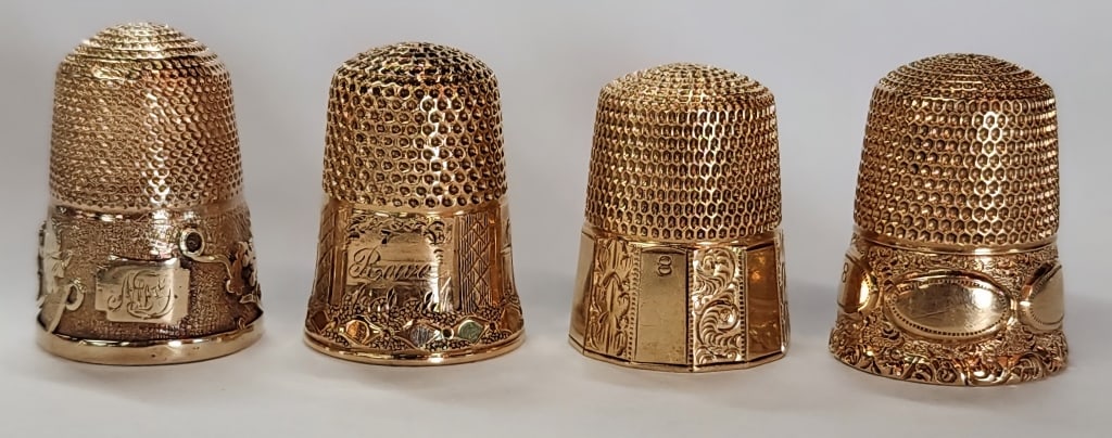 Four 14K Gold Thimbles - 17.45g TW (1 of 8)