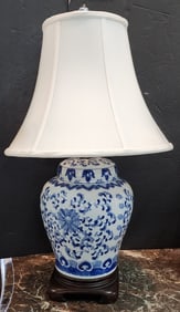 Blue & White Porcelain Ginger Jar Table Lamp