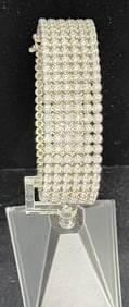 Stunning 21ct Premium Diamond 6 Row Cuff Bracelet