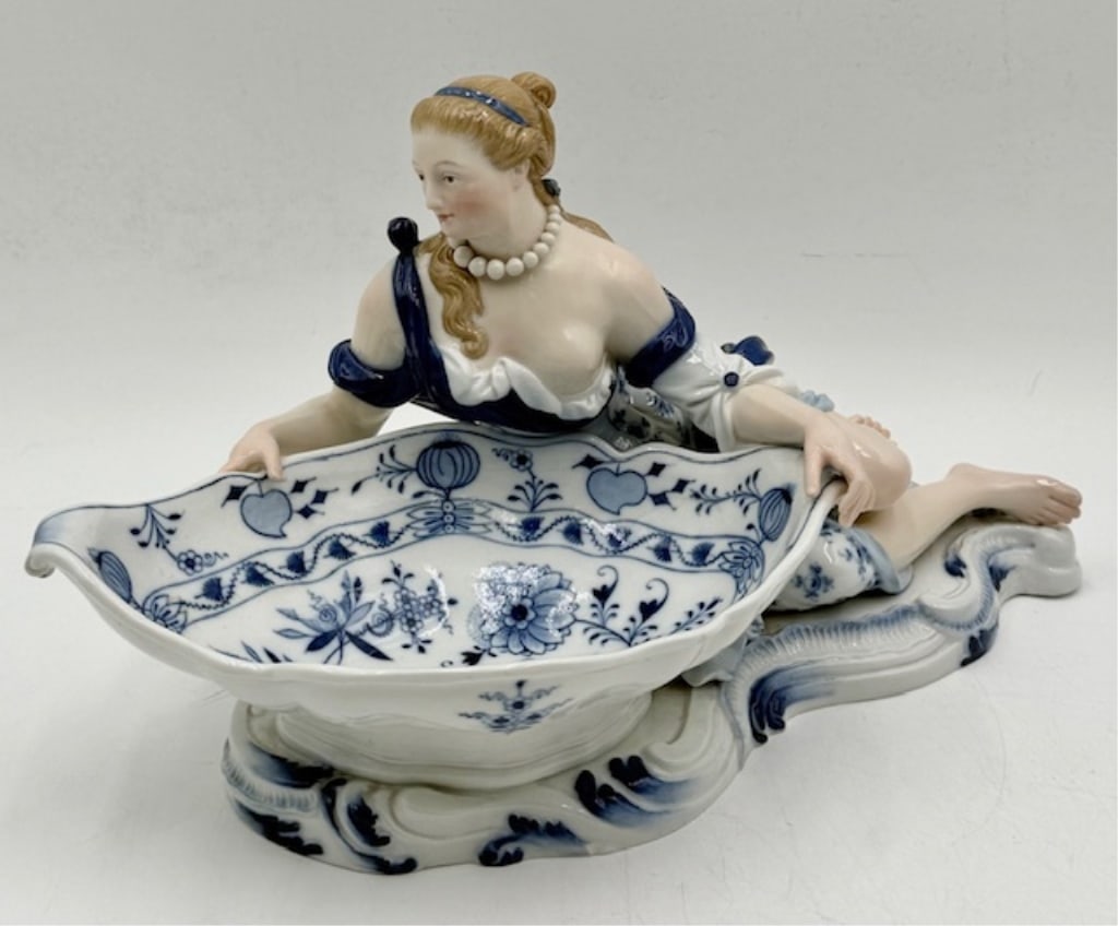 Meissen(?) "Gallant Lady" Porcelain Figural Bowl