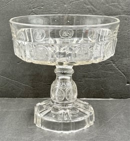 Vintage U.S. Glass Co. Coin Pattern Footed Compote