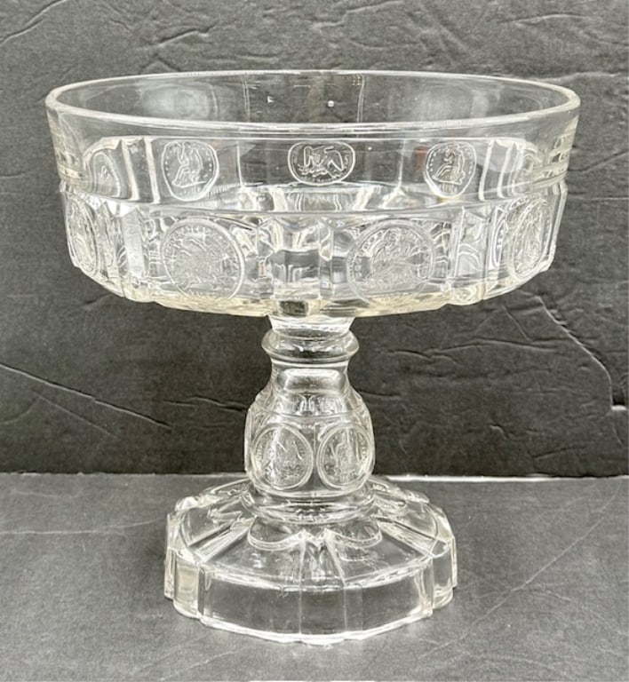 Vintage U.S. Glass Co. Coin Pattern Footed Compote (1 of 11)