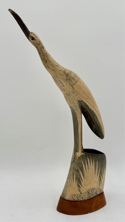 Vintage Carved Buffalo Horn Heron Sculpture (1 of 15)