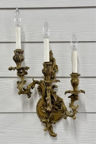Vintage Brass 3 Armed Wall Sconce