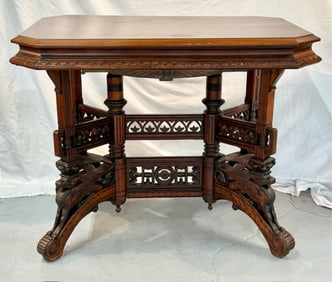 Vintage Carved Victorian Eastlake Parlor Table