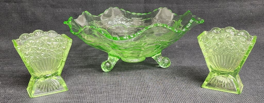 3pc Collection of Green Uranium Glass Collectibles (1 of 10)