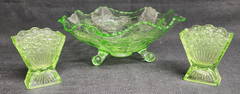 3pc Collection of Green Uranium Glass Collectibles