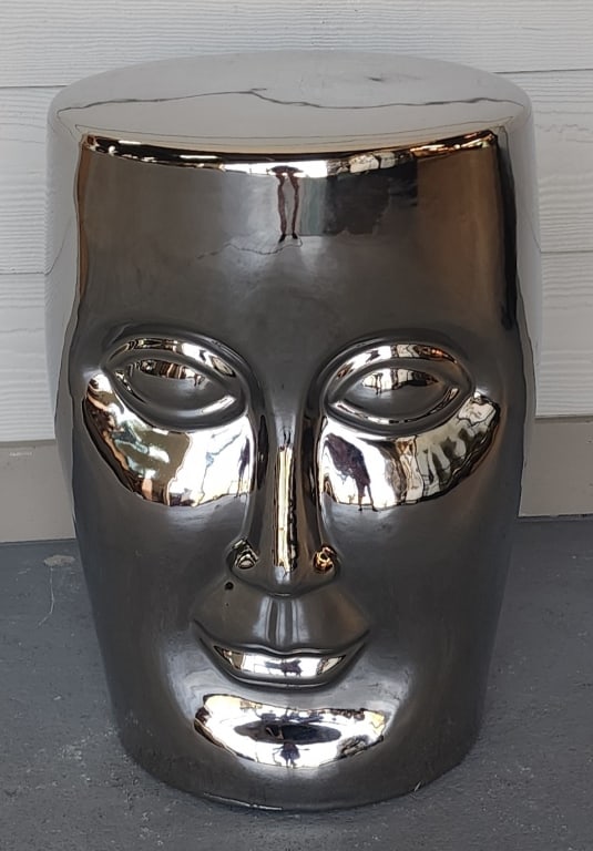 Metallic Silver Ceramic Bonze Head Stool (1 of 7)