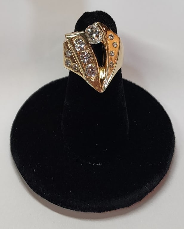 14K Diamond & Ruby Art Deco Ring - 9.4g TW (1 of 6)