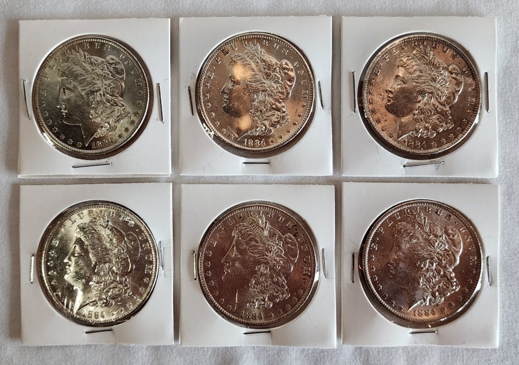 6 1884 Morgan Silver Dollars (1 of 4)