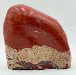 Large Polished Jasper Quartz Stone: Large polished jasper quartz stone. Approximately 9" x 9" x 4.5"w and 20 pounds. Photos are considered part of the condition and description. 110
