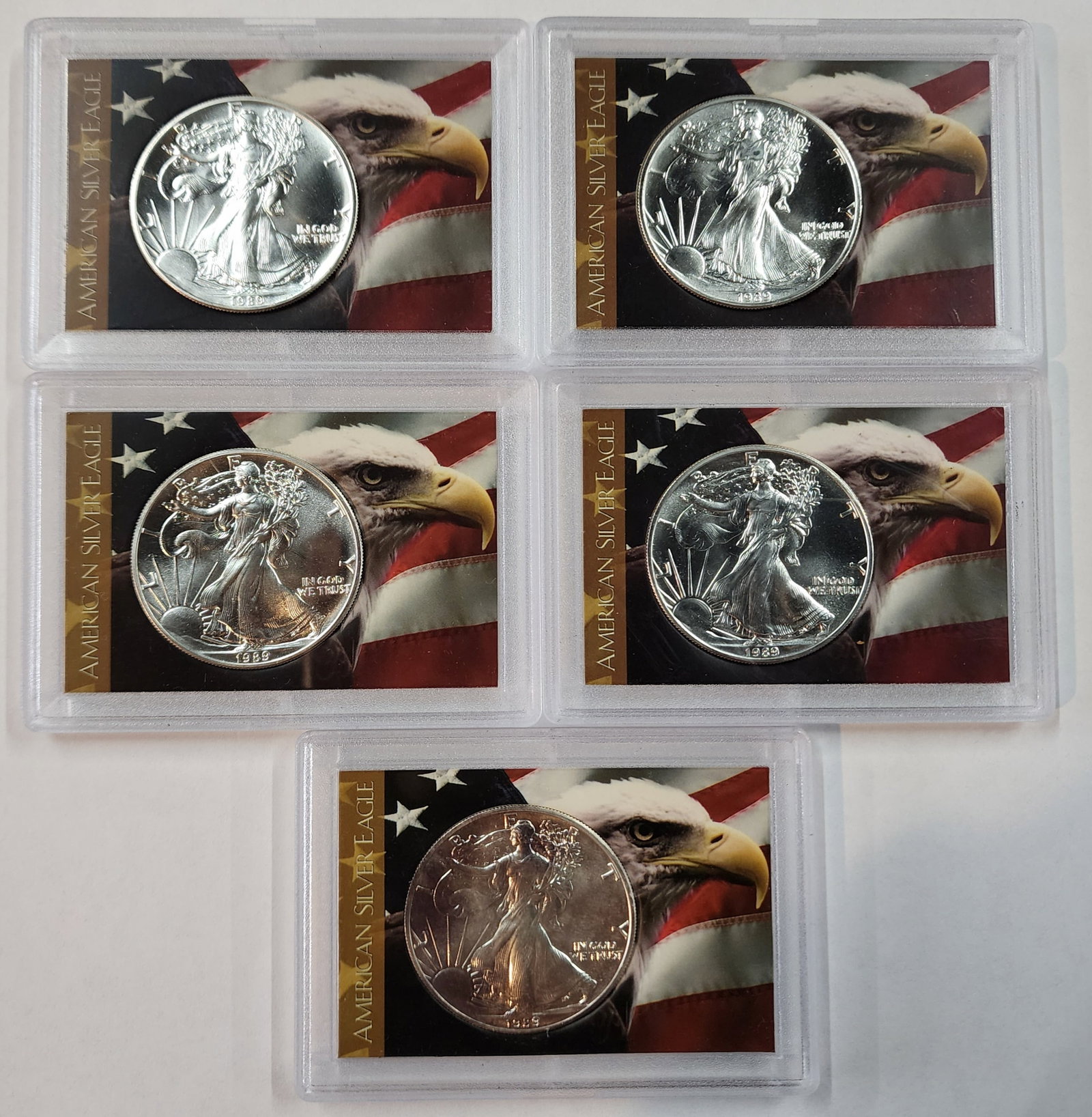 5 1oz Silver 1989 American Silver Eagle Dollars (1 of 4)