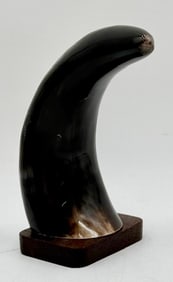 Polished Horn on Wood Base