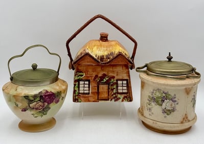 3pc Collection of Vintage Biscuit Jars
