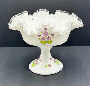 Beautiful Hand Painted Fenton Flared Compote