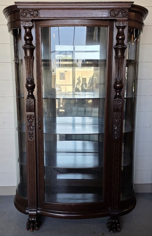 Vintage Oak Bow Front China Cabinet (1 of 10)