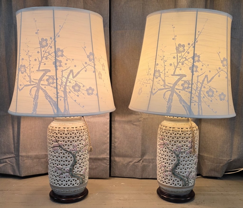 Reticulated Blanc de Chine Porcelain Table Lamps (1 of 5)