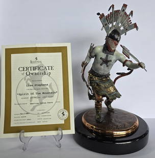 Chris Pardell "Spirit of the Mountain" Bronze: Christopher A. Pardell "Spirit of the Mountain" bronze sculpture. 1995 Legends limited edition from the American Indian Dance Collection. Number 625/750. Mounted on rotating marble base. Includes COA.