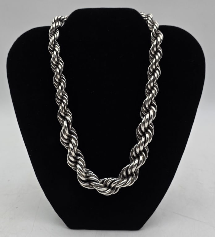 Sterling Silver Rope Chain Necklace - 203.2g TW