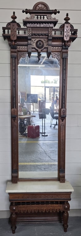 Antique Eastlake Marble Top Pier Mirror (1 of 10)