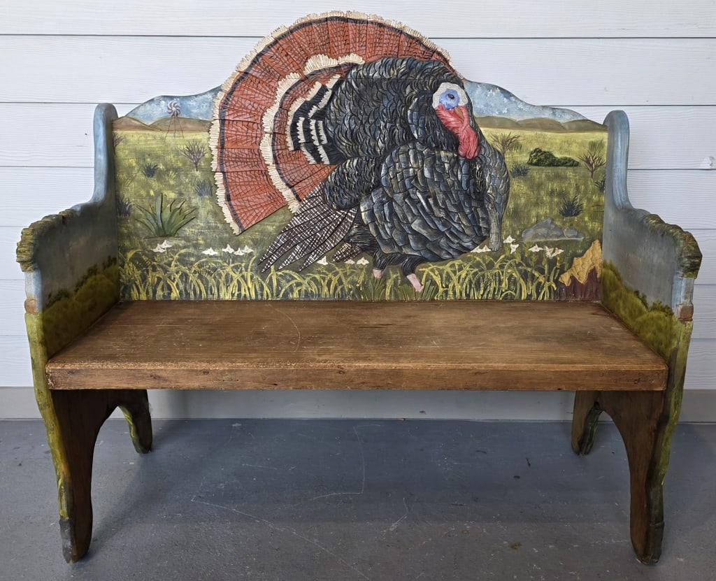 Large Hand Crafted Turkey Bench (1 of 5)