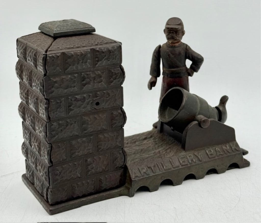 Vintage Cast Iron Mechanical Artillery Bank (1 of 13)