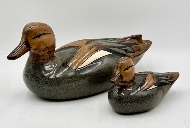 Pair of Handcrafted Wooden Gadwall Ducks (1 of 14)