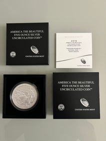 America The Beautiful Five Ounce Silver Oversized Quarter Dollar - 2016 Theodore Roosevelt