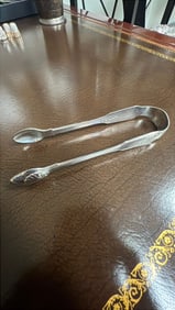 Victorian English Sterling Silver Fiddle Shell Design Sugar Tongs