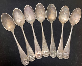 WM Rogers Set of 7 Demitasse Spoons - Silver Plate, American Made