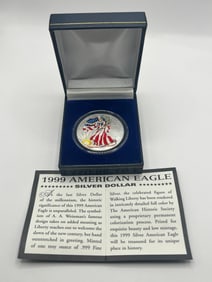 1999 American Eagle Silver Dollar in Full Color - COA and Original Box