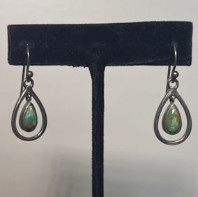 Barse Sterling and Teardrop Turquoise Earrings