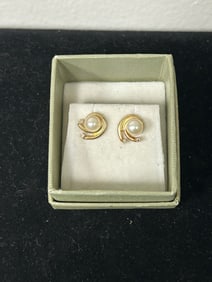 Honora Cultured Pearl 14k Gold and Diamond Earrings