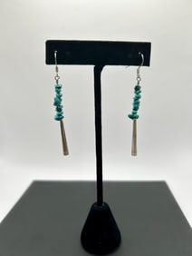 Pair of Sterling and Turquoise Drop Earrings