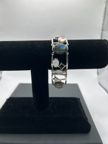 Sterling Silver, Labradorite and Moonstone Cuff Bracelet
