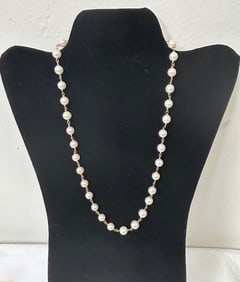 14k Gold and Pearl Link Necklace