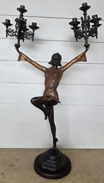 Art Deco Bronze Female Candelabra (1 of 7)