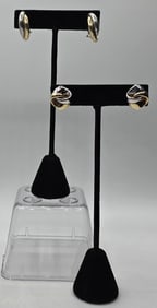 2 Pairs 14k Two Tone Gold Earrings - 11.5g TW