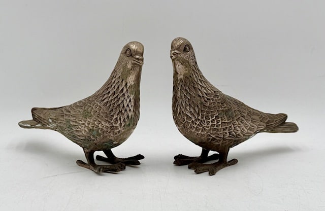 Pair of Silver Plated Pigeon Statues (1 of 13)
