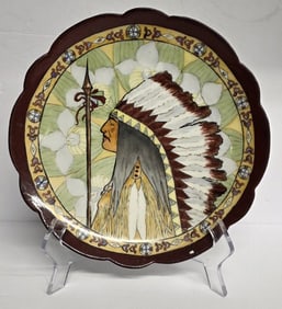 Hand Painted Native American Chief Plate