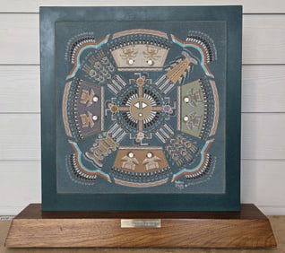 Hosteen Etsitty 'Storm & Lighting' Sand Painting