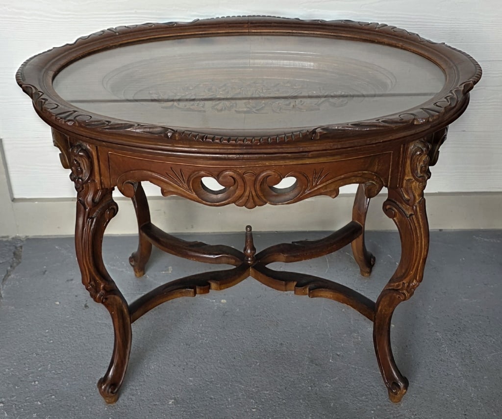 Vintage Victorian Glass Top Tray Occasional Table (1 of 8)