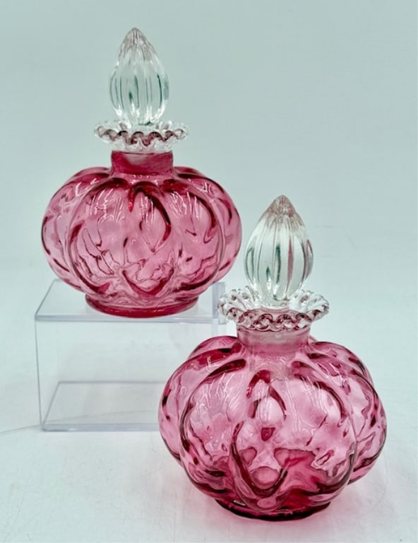 Pr. Vintage Fenton Cranberry Glass Perfume Bottles (1 of 10)