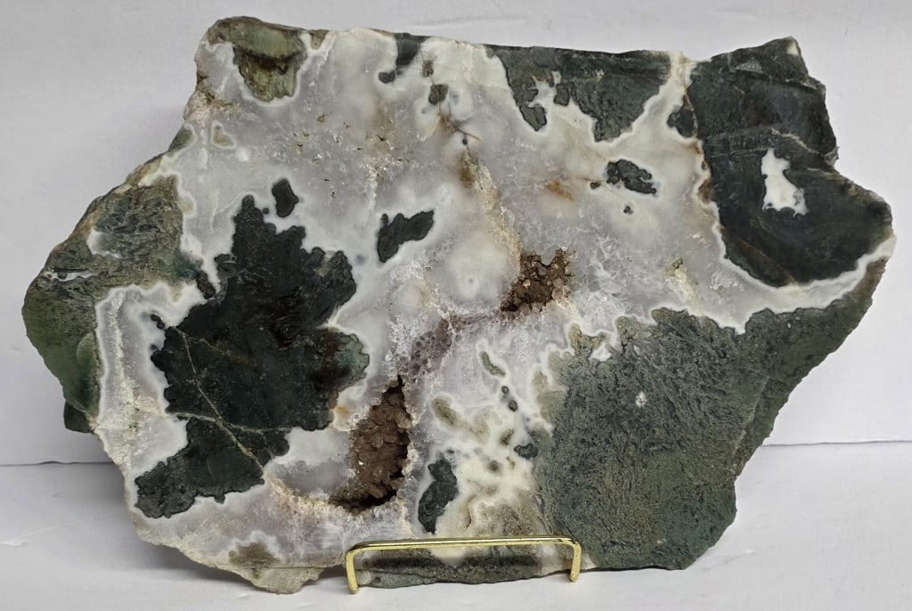 Beautiful Moss Agate & Quartz Crystals Slab (1 of 7)