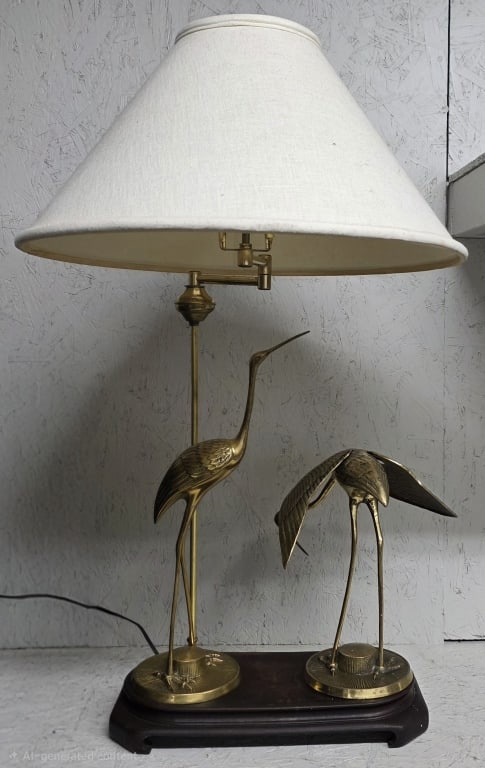 Vintage MCM Double Heron Brass Table Lamp (1 of 5)